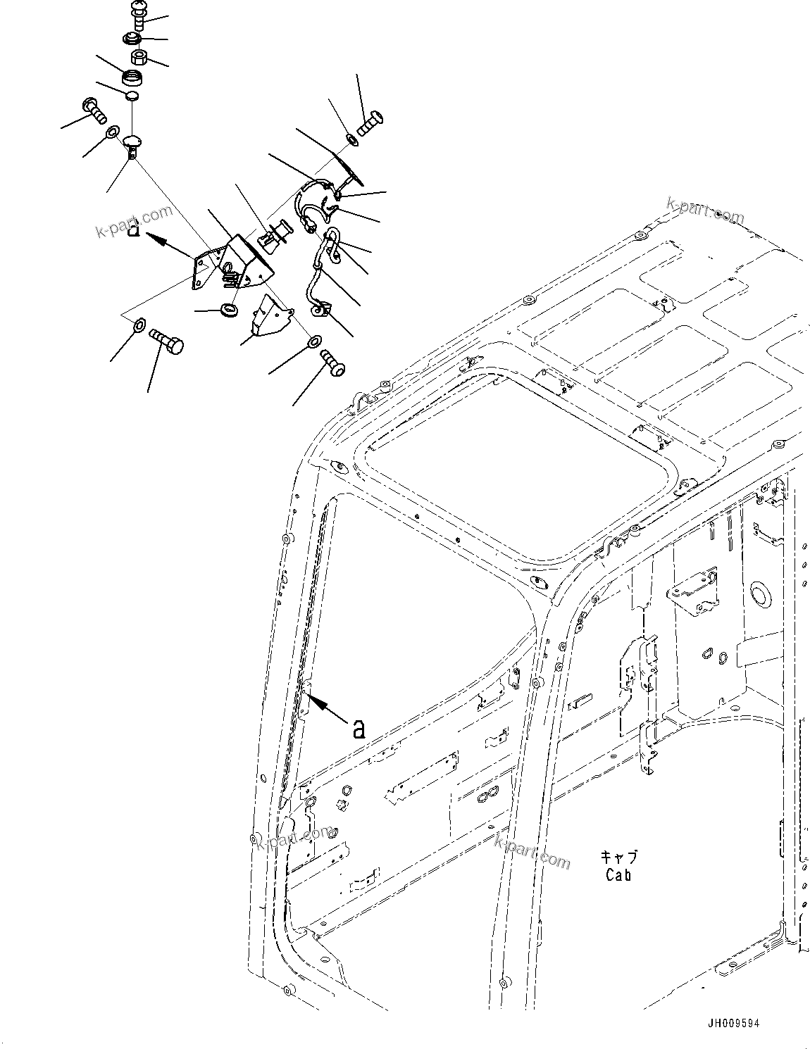 Komatsu parts book diagram for PC200LC-8M0 S/N C10001-UP: CAB, CAB IN PARTS, EMERGENCY ENGINE STOP SWITCH(#C10001-)