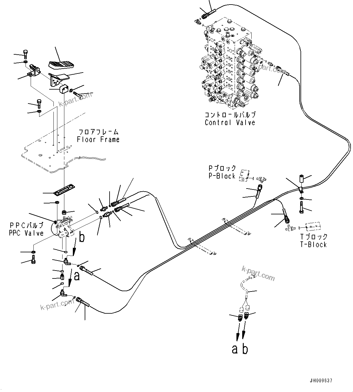 Komatsu parts book diagram for PC200LC-8M0 S/N C10001-UP: CAB, FLOOR, 1ST ATTACHMENT CONTROL (AUSTRALIA SPEC.)(#C10001-)