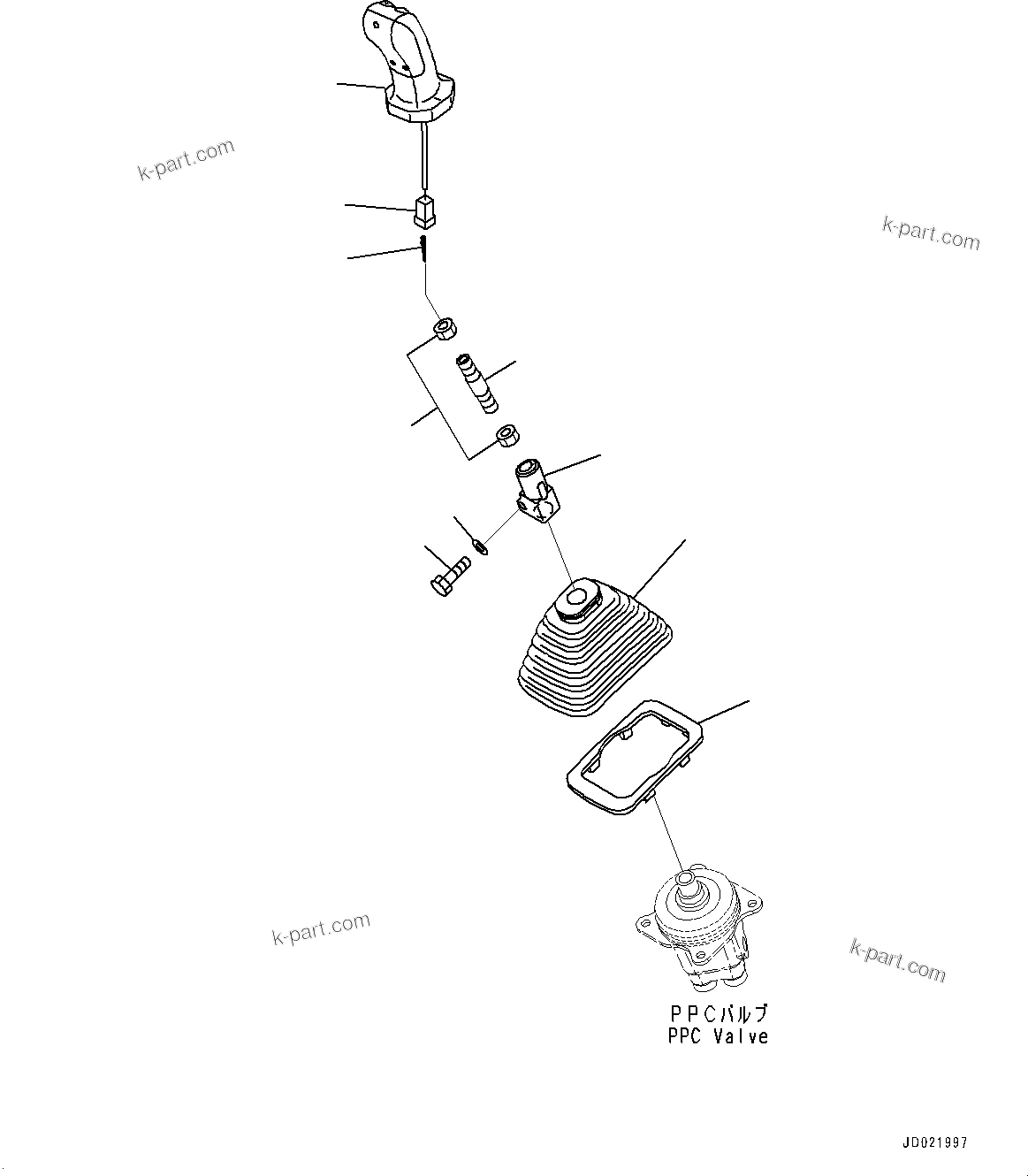 Komatsu parts book diagram for PC200LC-8M0 S/N C10001-UP: CAB, PPC VALVE FOR WORK EQUIPMENT, R.H. (2/2)(#C10001-)