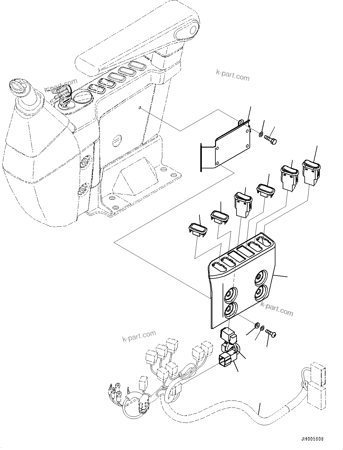Komatsu parts book diagram for PC200LC-8M0 S/N C10001-UP: CAB, FLOOR, SWITCH(#C10001-)