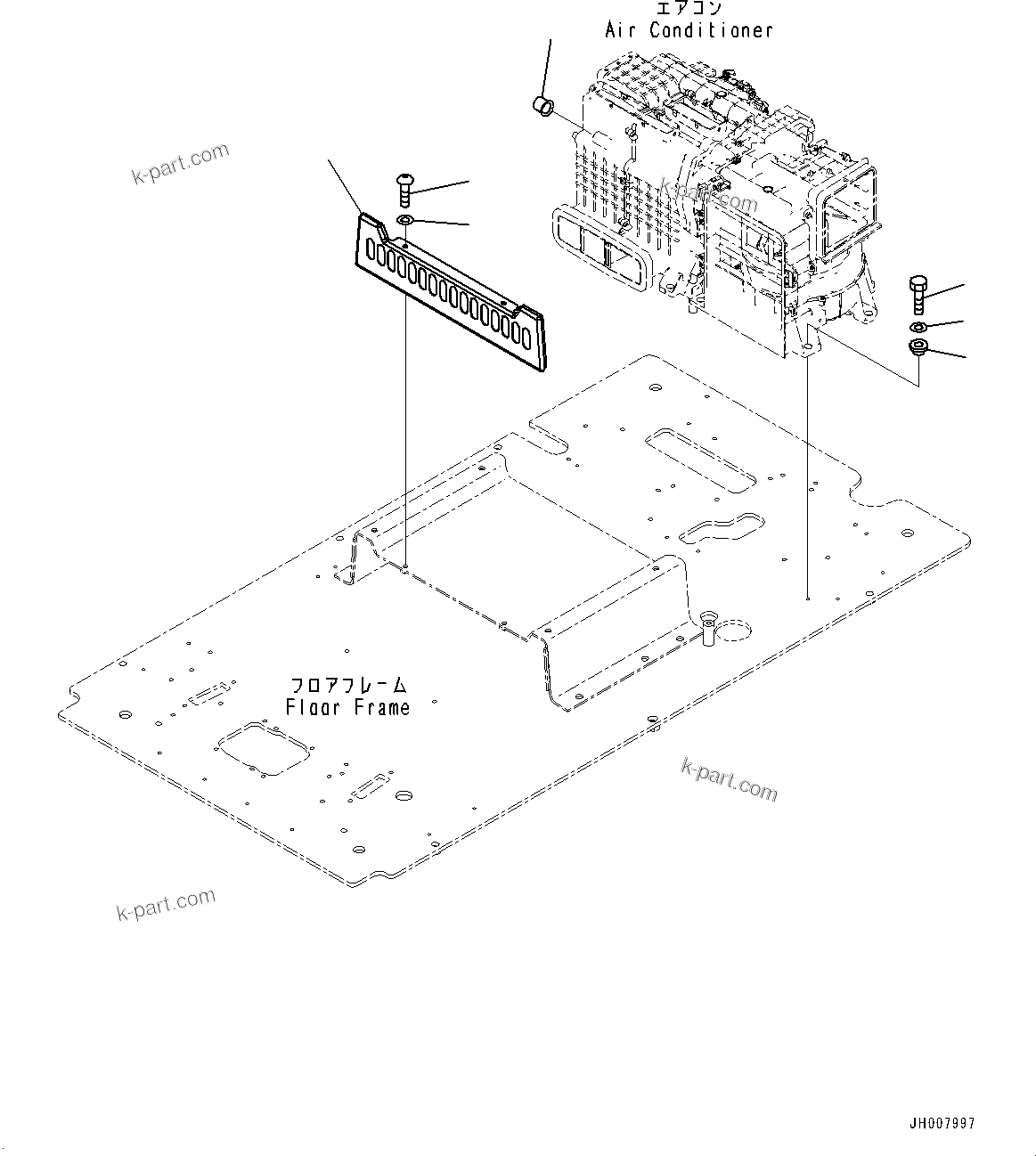 Komatsu parts book diagram for PC200LC-8M0 S/N C10001-UP: CAB, FLOOR, AIR CONDITIONER MOUNTING(#C10001-)