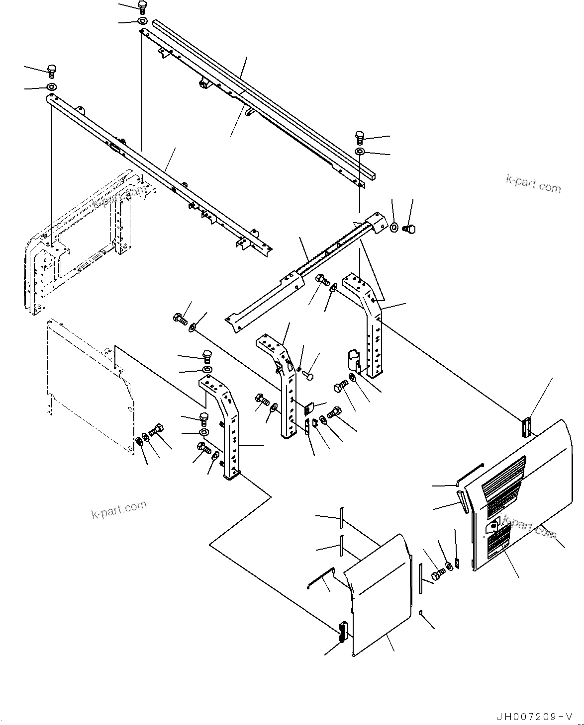 Komatsu parts book diagram for PC200LC-8M0 S/N C10001-UP: SIDE COVER L.H., (#C10001-)