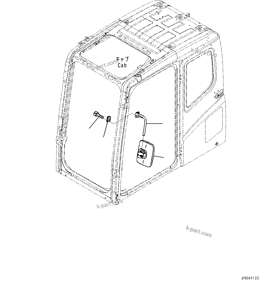 Komatsu parts book diagram for PC200LC-8M0 S/N C10001-UP: REARVIEW MIRROR L.H., (#C10001-)