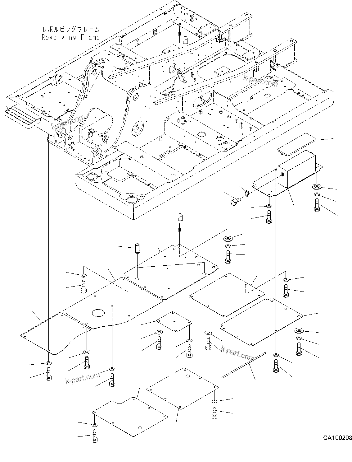Komatsu parts book diagram for PC200LC-8M0 S/N C10001-UP: UNDER COVER, (WITH BATTERY CASE UNDER COVER, FOR ASIA)(#C10001-)