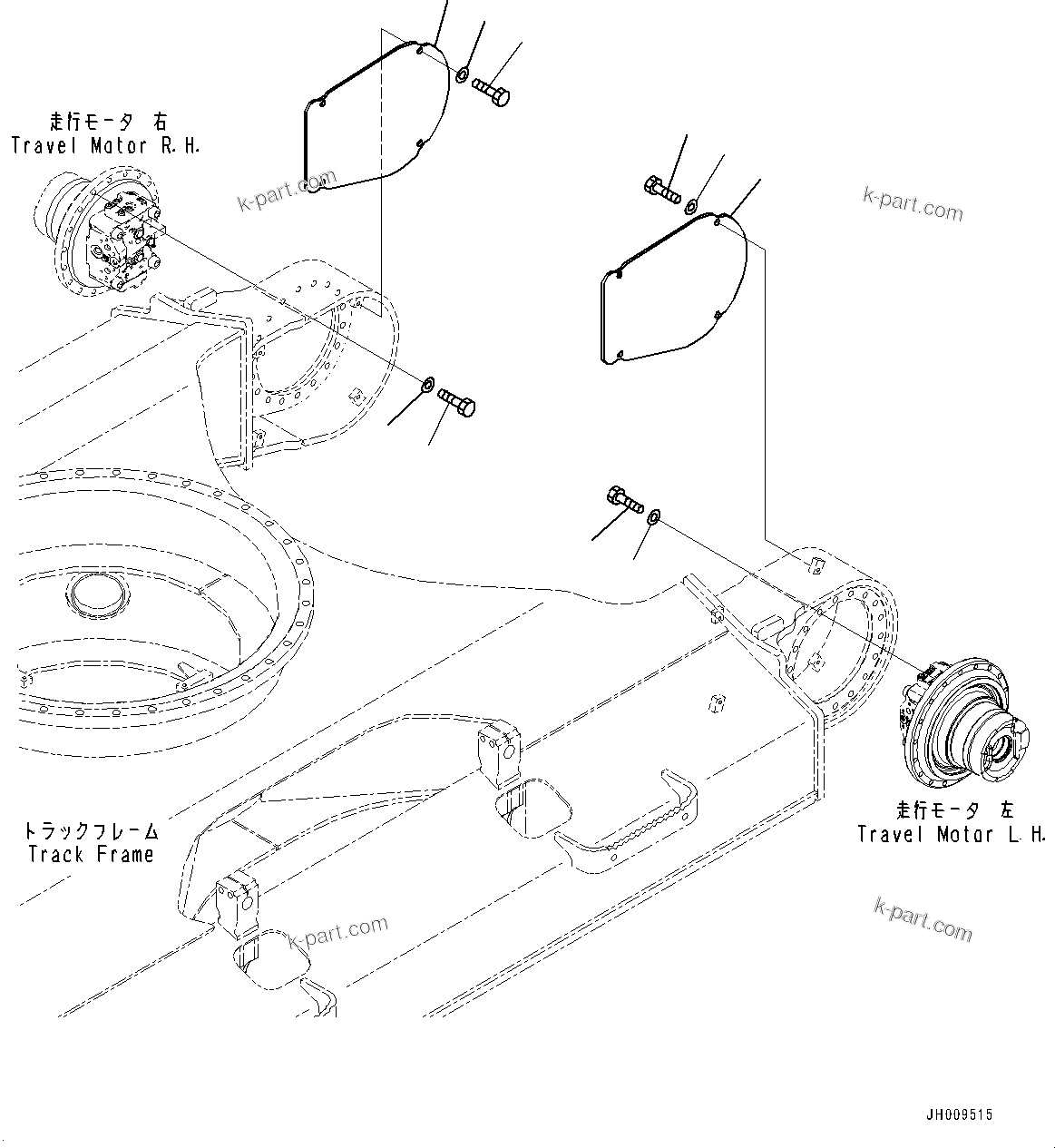 Komatsu parts book diagram for PC200LC-8M0 S/N C10001-UP: TRAVEL MOTOR AND FINAL DRIVE, COVER(#C10001-)