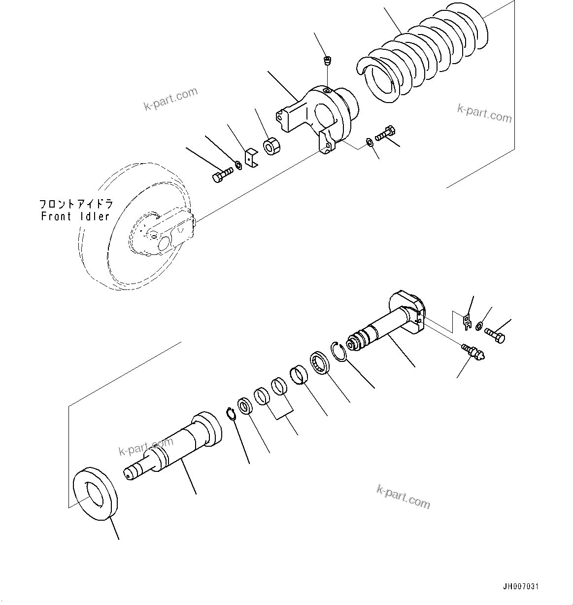 Komatsu parts book diagram for PC200LC-8M0 S/N C10001-UP: FRONT IDLER AND IDLER CUSHION, IDLER CUSHION (PANAMA SPEC.)(#C10001-)