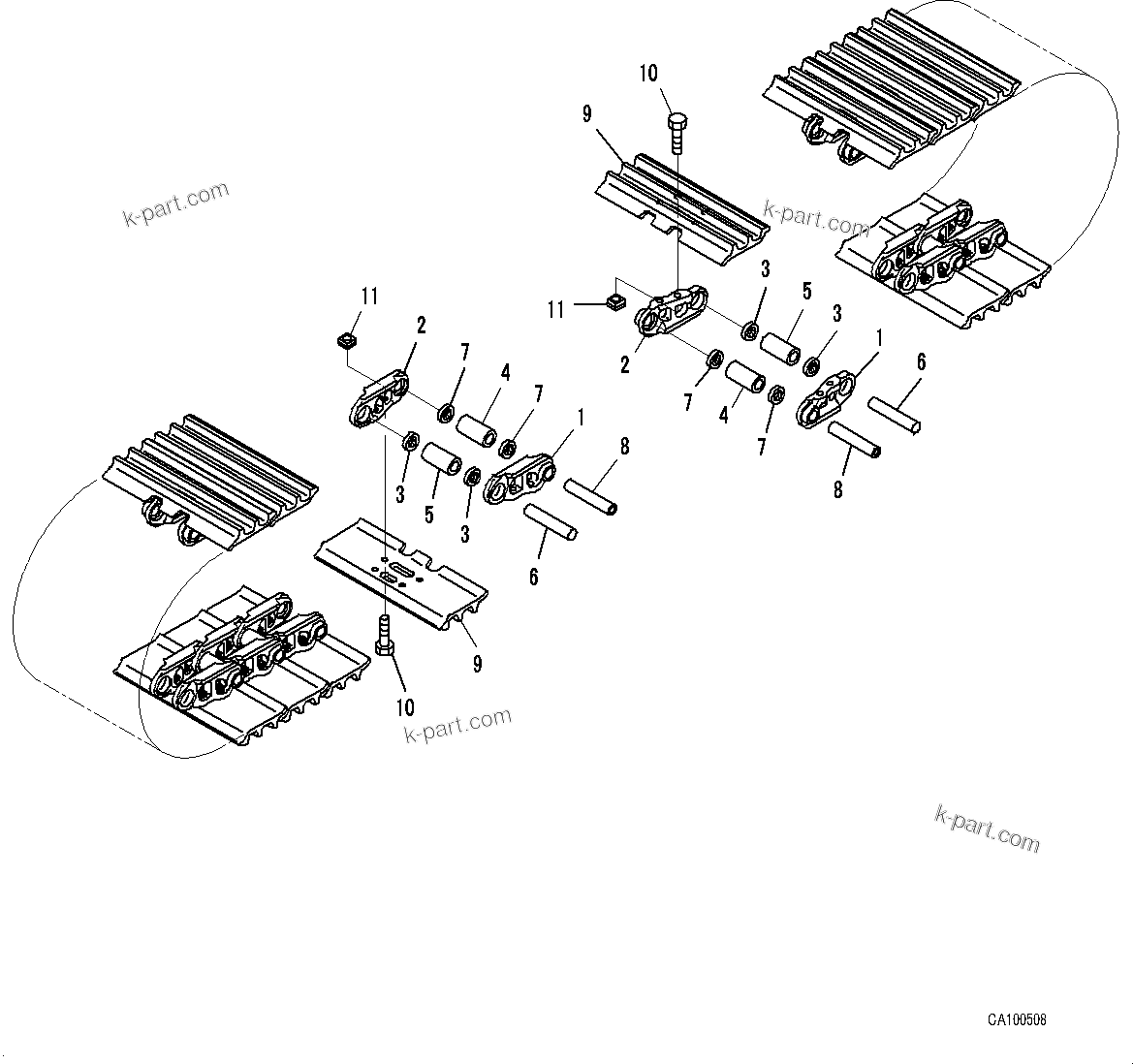 Komatsu parts book diagram for PC200LC-8M0 S/N C10001-UP: TRACK SHOE ASSEMBLY, (600MM WIDTH)(#C10001-)