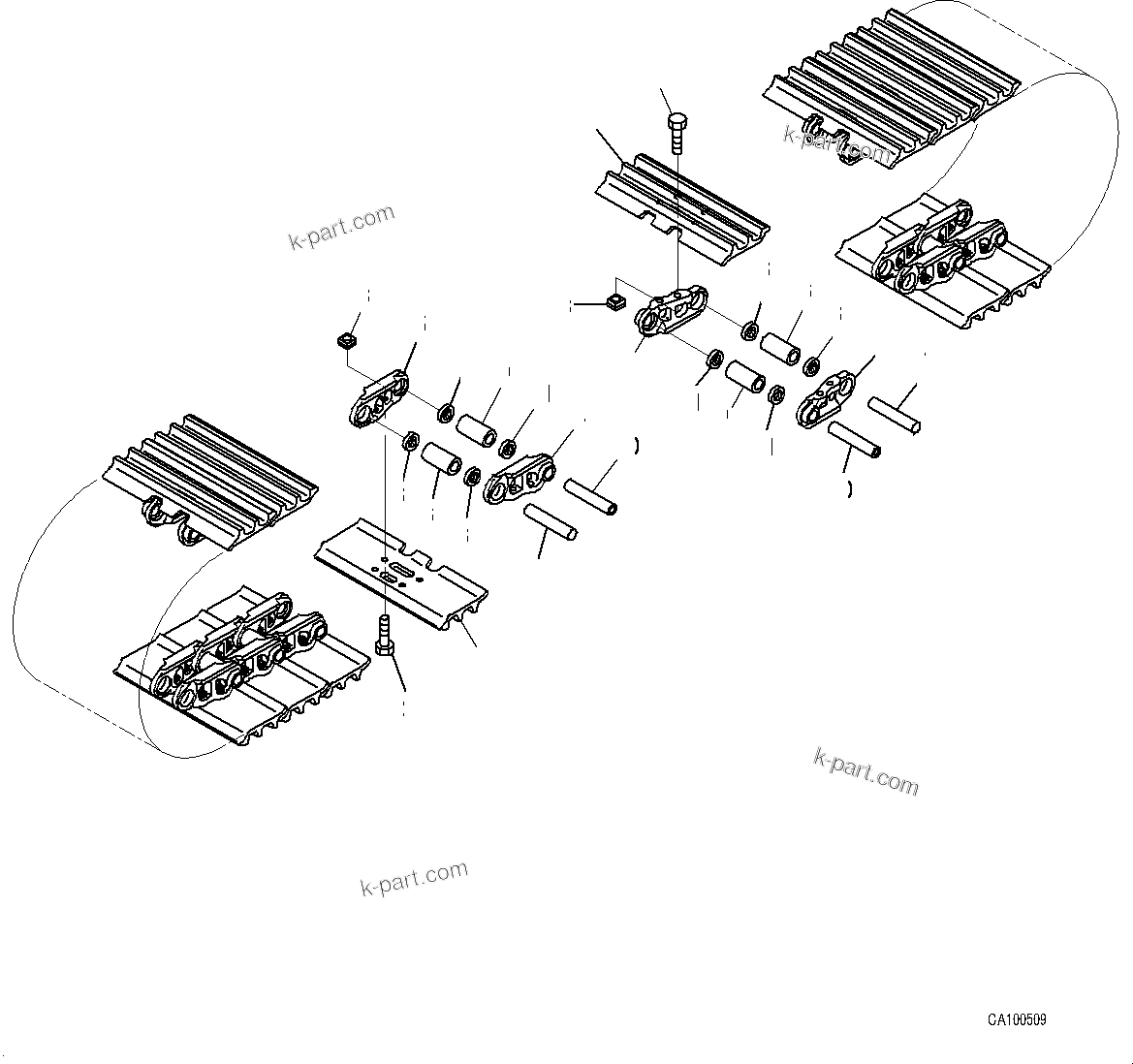 Komatsu parts book diagram for PC200LC-8M0 S/N C10001-UP: TRACK SHOE ASSEMBLY, (800MM WIDTH, LINK, 6 TYPE)(#C10001-)