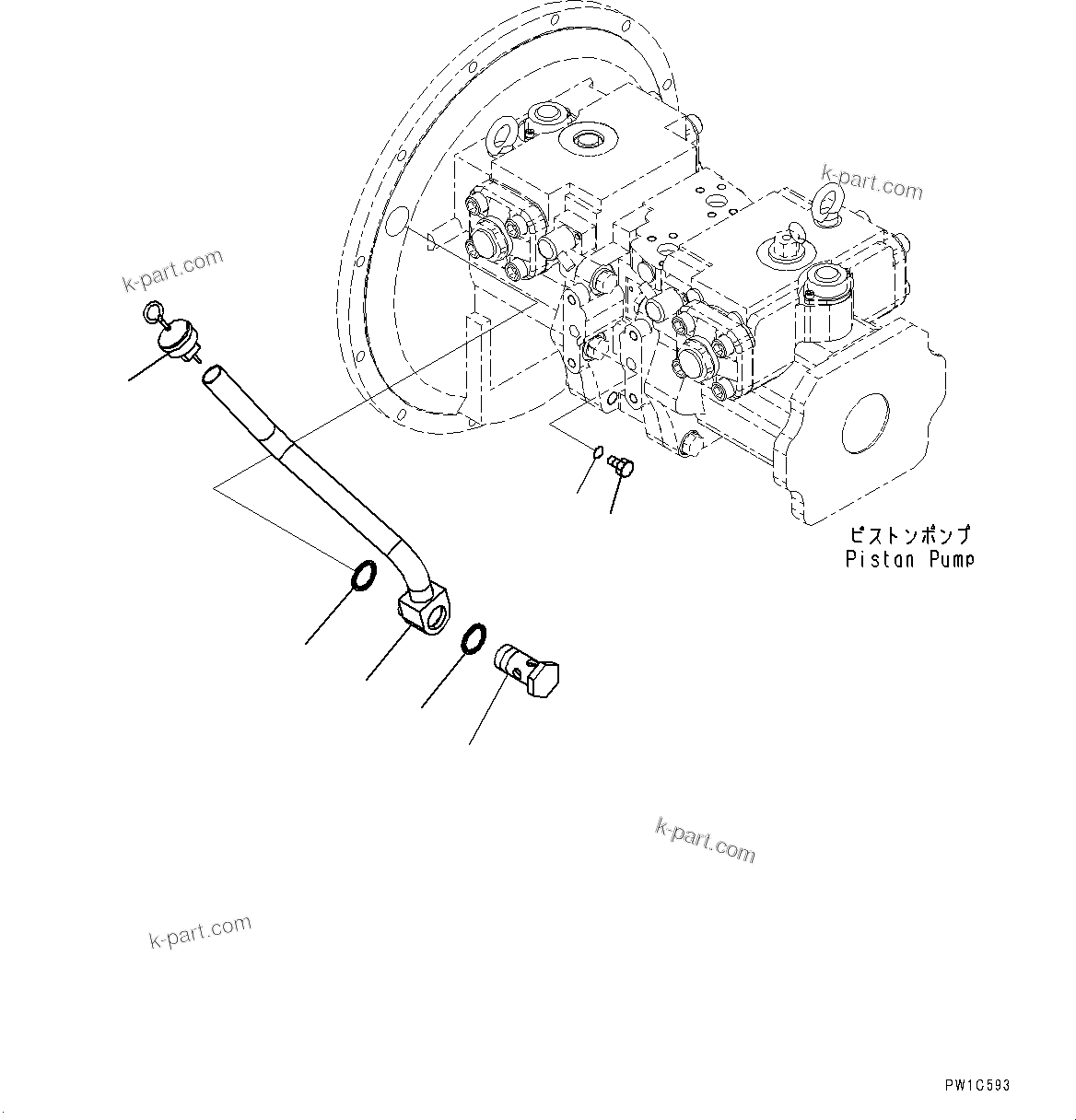 Komatsu parts book diagram for PC360-8M2 S/N 83184-UP: HYDRAULIC PUMP RELATED PARTS, (#83184-)