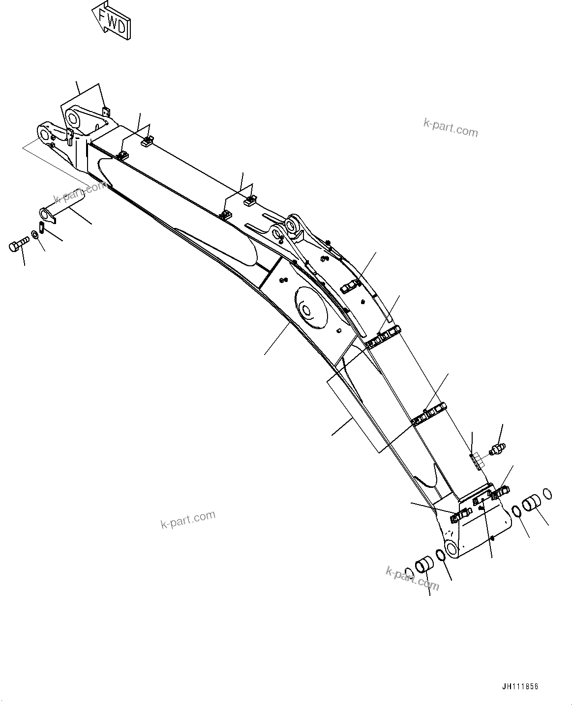 Komatsu parts book diagram for PC360-8M2 S/N 83184-UP: BOOM, BOOM AND TOP PIN(#83184-)