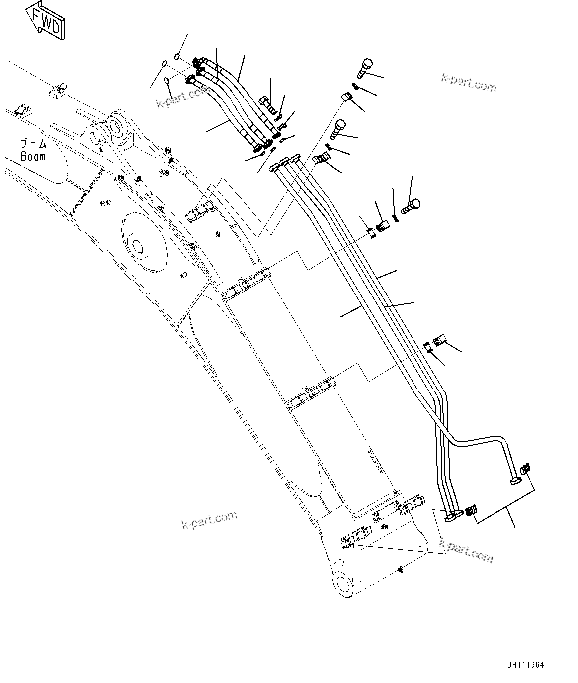 Komatsu parts book diagram for PC360-8M2 S/N 83184-UP: BOOM, ARM CYLINDER PIPING(#83184-)