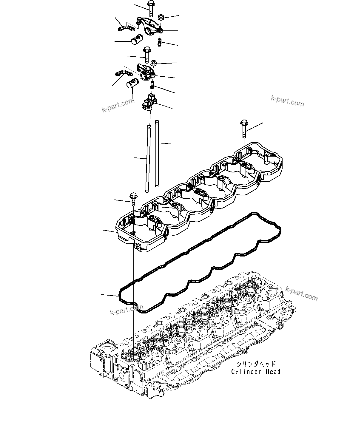 Komatsu parts book diagram for SAA6D107E-1 S/N 26701907-UP (For PC210-10M0): ROCKER ARM, (#26725475-)