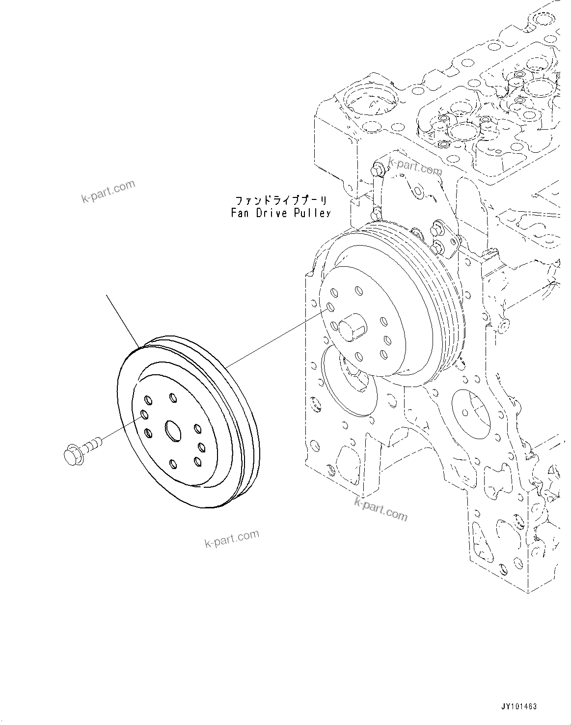 Komatsu parts book diagram for SAA6D107E-1 S/N 26701907-UP (For PC210-10M0): ACCESSORY DRIVE PULLEY, (#26701907-)