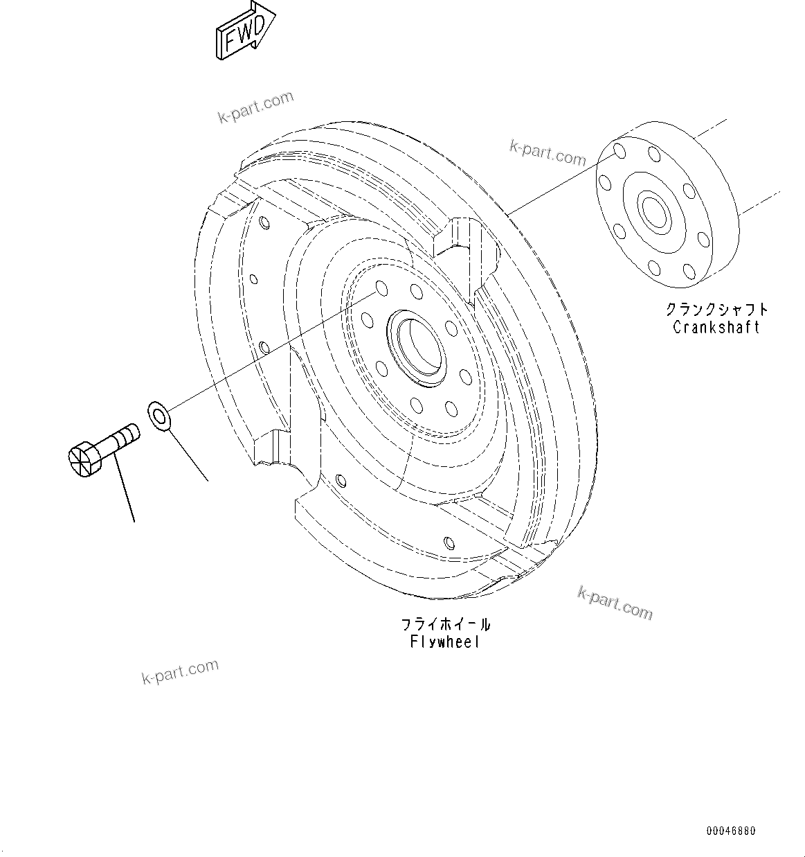 Komatsu parts book diagram for SAA6D107E-1 S/N 26701907-UP (For PC210-10M0): FLYWHEEL MOUNTING, (#26701907-)