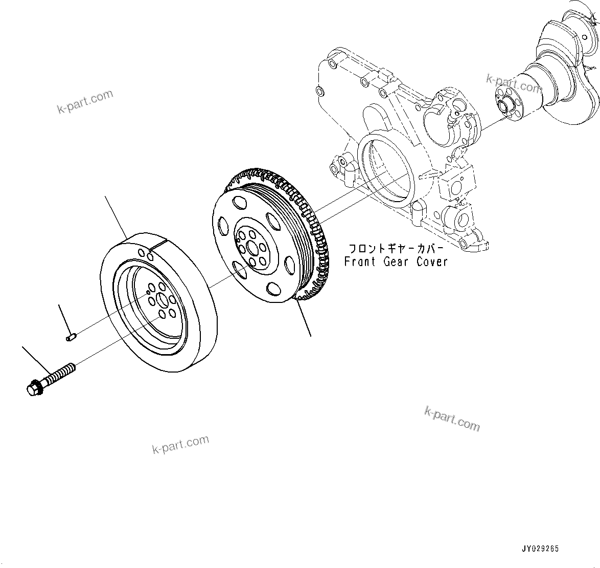 Komatsu parts book diagram for SAA6D107E-1 S/N 26701907-UP (For PC210-10M0): VIBRATION DAMPER, (#26701907-)