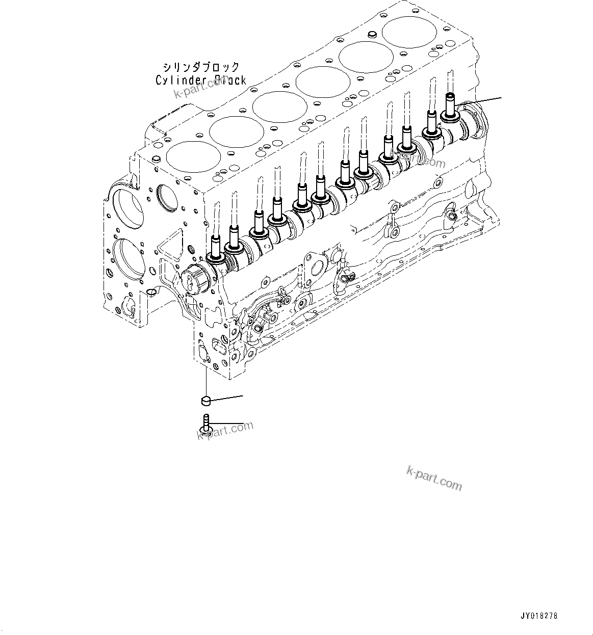 Komatsu parts book diagram for SAA6D107E-1 S/N 26701907-UP (For PC210-10M0): CYLINDER BLOCK RELATED PARTS, (#26701907-)