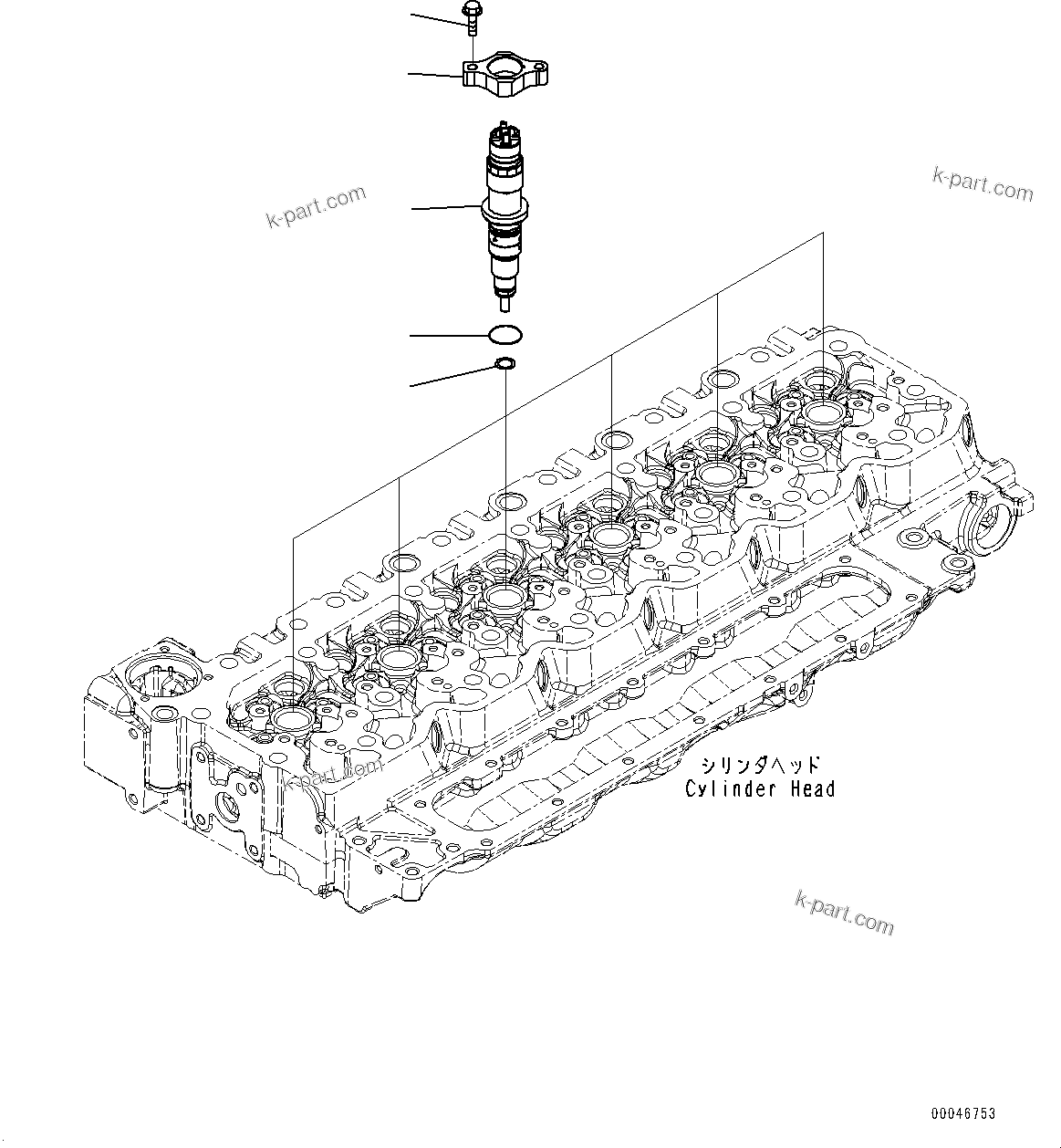 Komatsu parts book diagram for SAA6D107E-1 S/N 26701907-UP (For PC210-10M0): FUEL INJECTOR, (#26701907-)