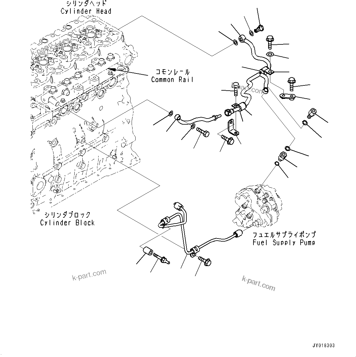 Komatsu parts book diagram for SAA6D107E-1 S/N 26701907-UP (For PC210-10M0): FUEL PIPING, (#26701907-)