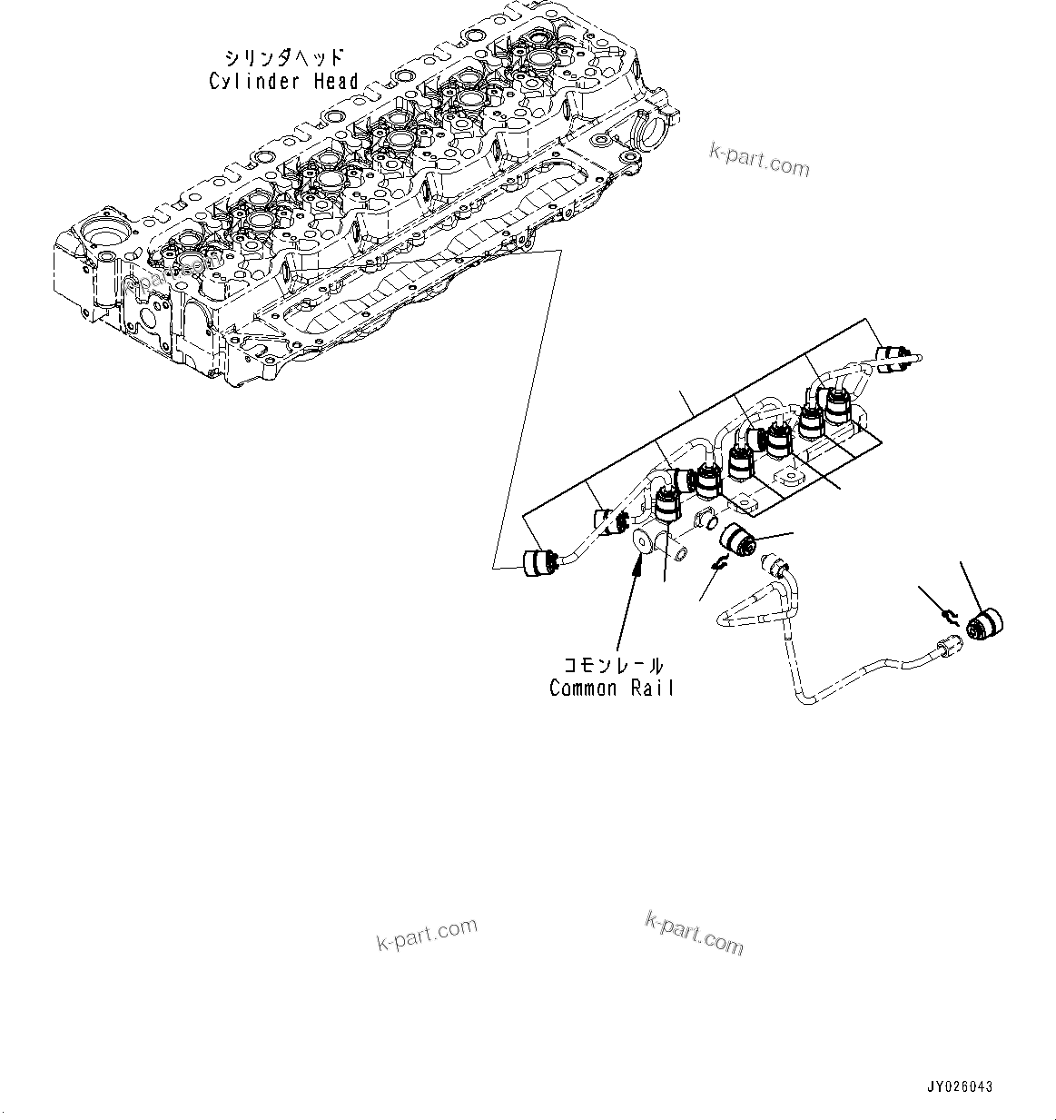 Komatsu parts book diagram for SAA6D107E-1 S/N 26701907-UP (For PC210-10M0): FUEL INJECTION PIPING COVER, (#26701907-)