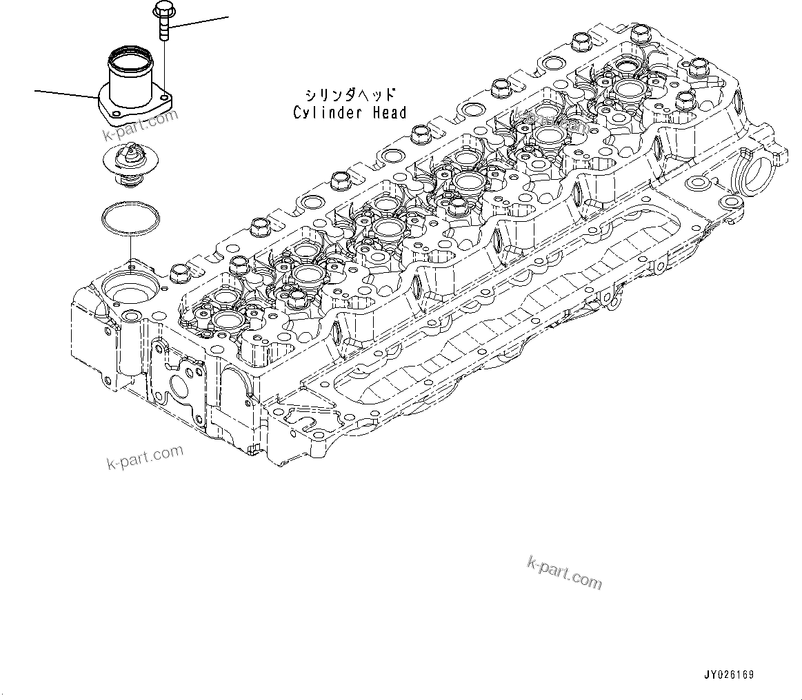 Komatsu parts book diagram for SAA6D107E-1 S/N 26701907-UP (For PC210-10M0): WATER OUTLET CONNECTOR, (#26701907-)
