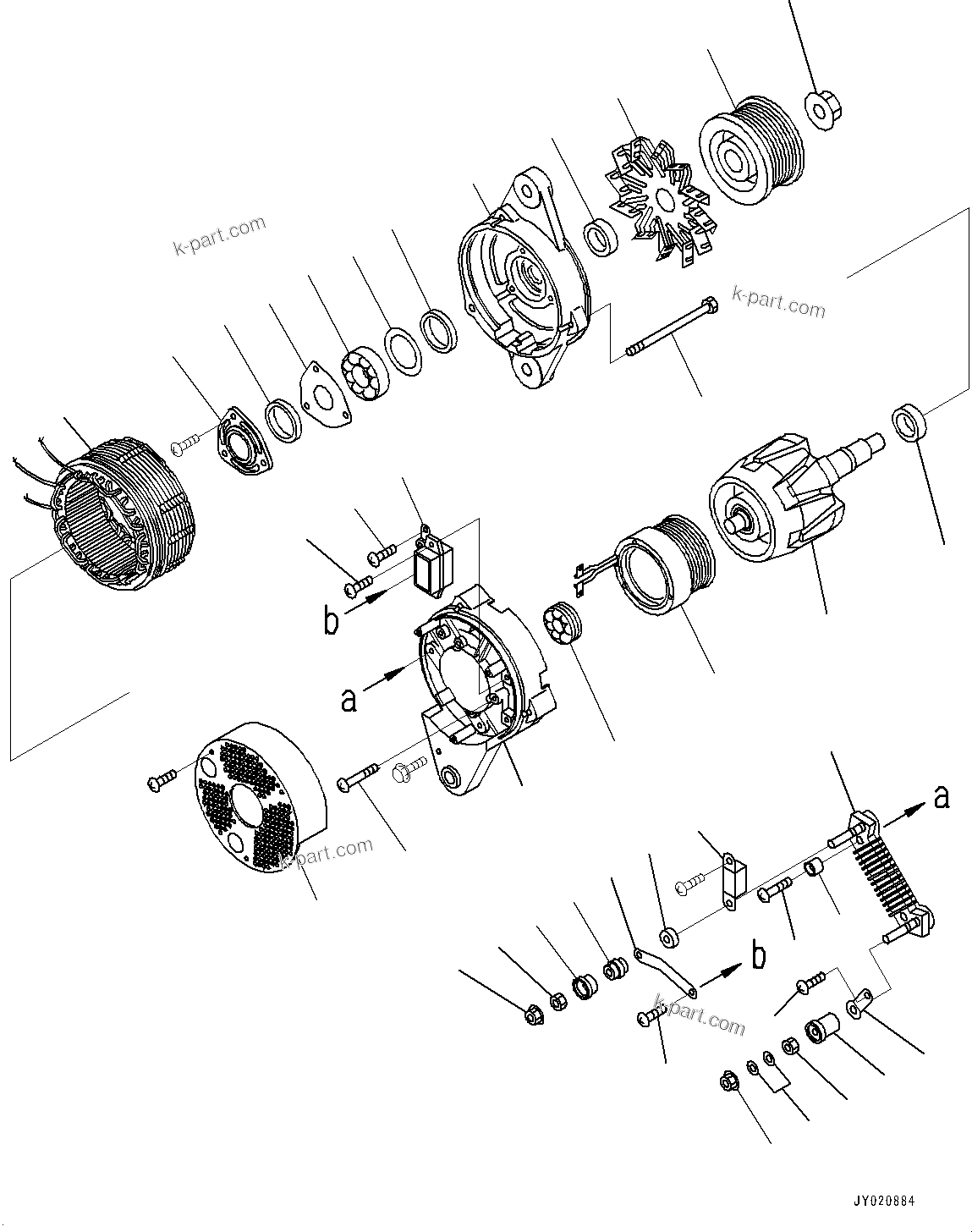 Komatsu parts book diagram for SAA6D107E-1 S/N 26701907-UP (For PC210-10M0): ALTERNATOR, INNER PARTS(#26701907-)