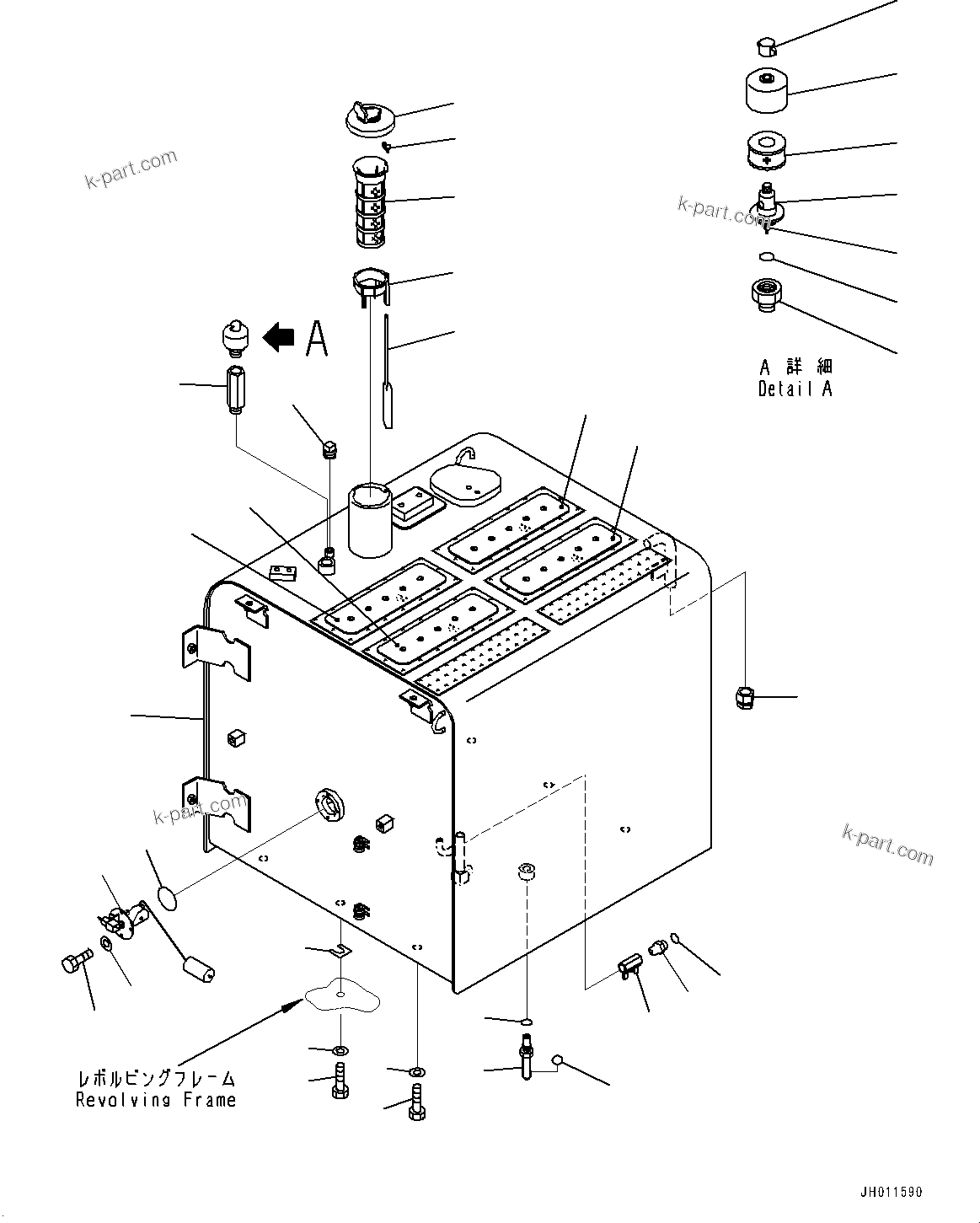 Komatsu parts book diagram for PC300-8M2 S/N 80001-UP: FUEL TANK, (REFUELING PUMP, LARGE FUEL PREFILTER)(#81058-81057)