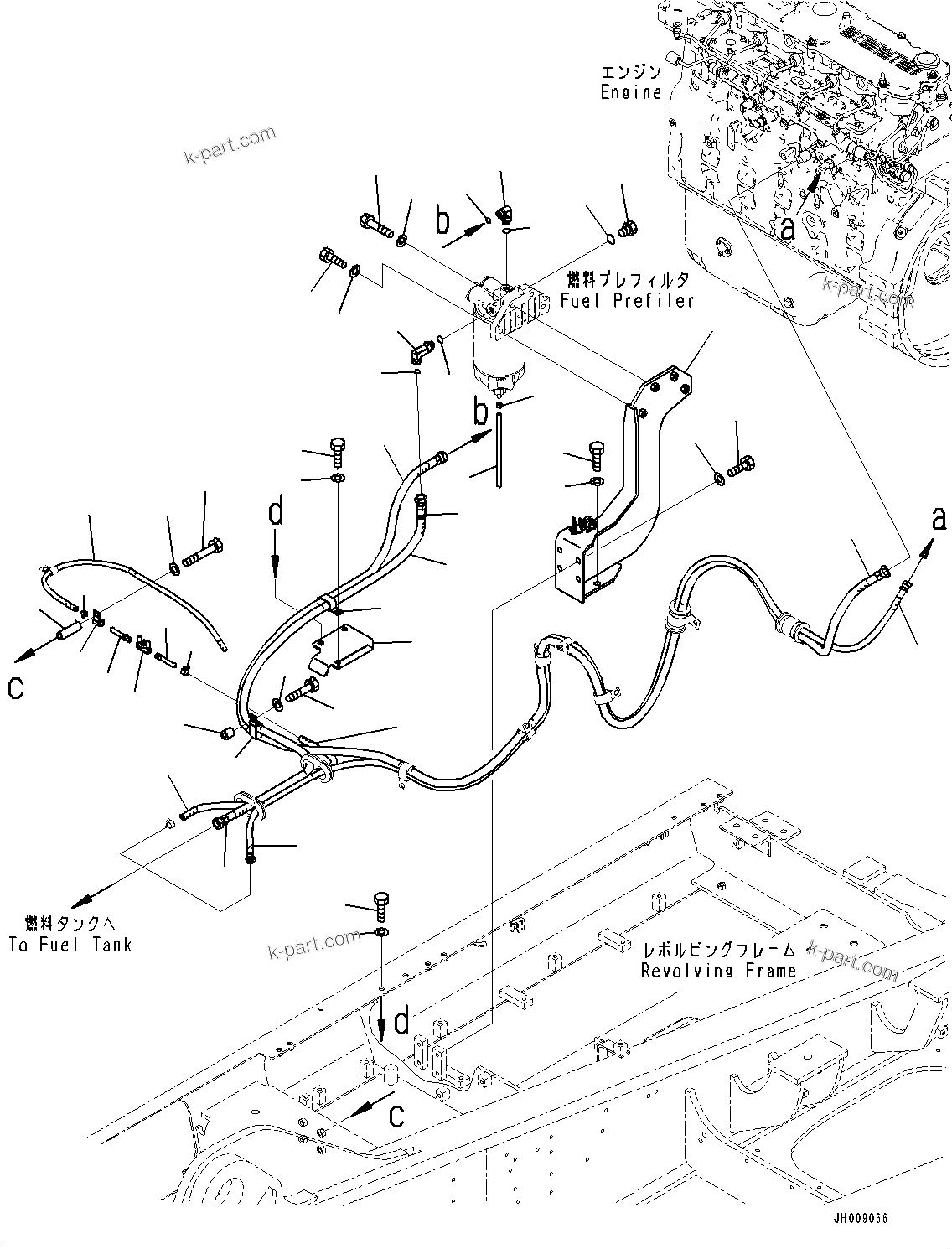 Komatsu parts book diagram for PC300-8M2 S/N 80001-UP: FUEL PIPING, HOSE (LARGE FUEL PREFILTER)(#80001-)