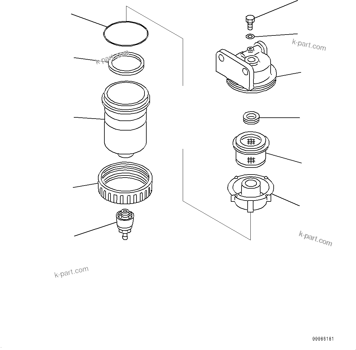 Komatsu parts book diagram for PC300-8M2 S/N 80001-UP: FUEL PIPING, INNER PARTS, WATER SEPARATOR(#80001-)