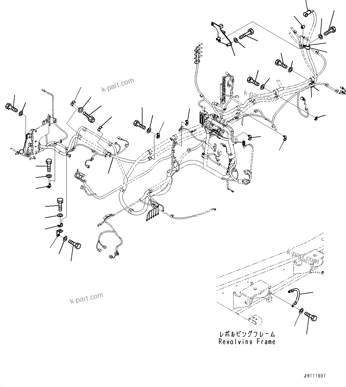 Komatsu parts book diagram for PC300-8M2 S/N 80001-UP: ELECTRIC WIRING HARNESS, STARTING WIRING HARNESS CLIP(#80001-)
