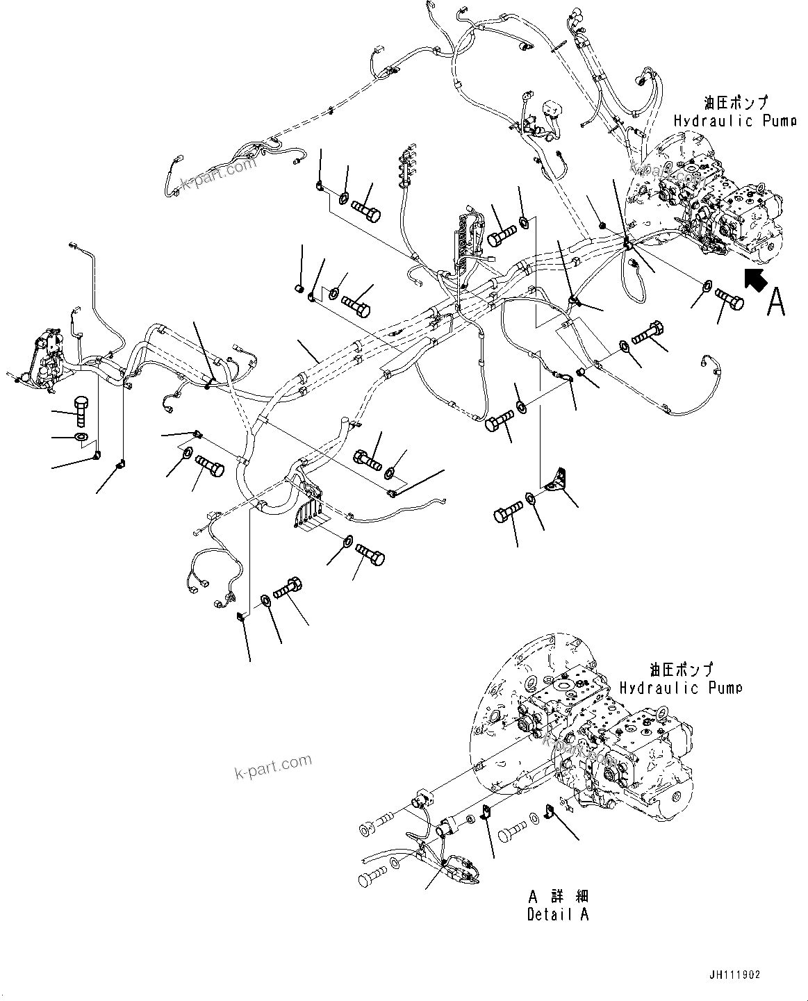 Komatsu parts book diagram for PC300-8M2 S/N 80001-UP: ELECTRIC WIRING HARNESS, MAIN WIRING HARNESS (1/2) (EXTRA BAD FUEL AND POOR FUEL SPECIFICATION, WATER+DUST, ADDITIONAL FILTER)(#