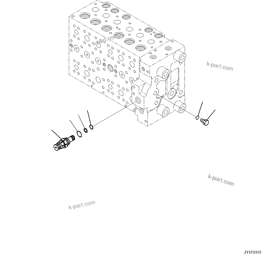 Komatsu parts book diagram for PC300-8M2 S/N 80001-UP: CONTROL VALVE, 8-SPOOL (11/25)(#80001-)