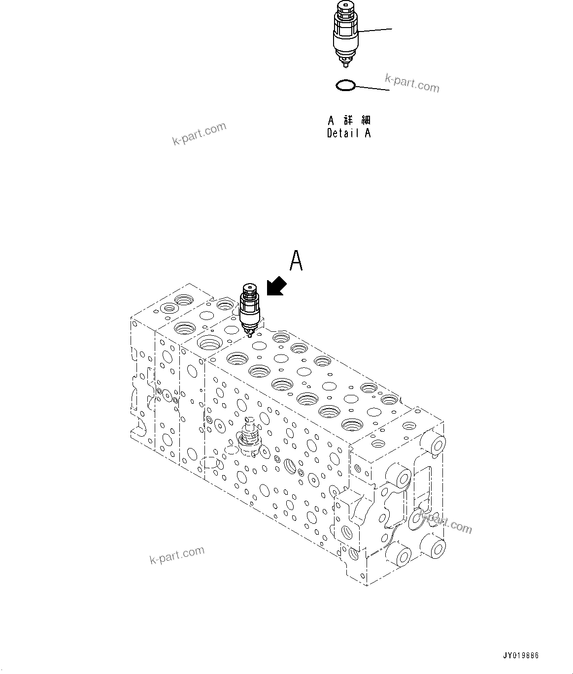 Komatsu parts book diagram for PC300-8M2 S/N 80001-UP: CONTROL VALVE, 8-SPOOL (22/25)(#80001-)