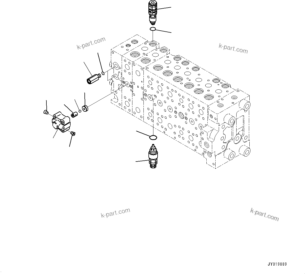 Komatsu parts book diagram for PC300-8M2 S/N 80001-UP: CONTROL VALVE, 8-SPOOL (25/25)(#80001-)