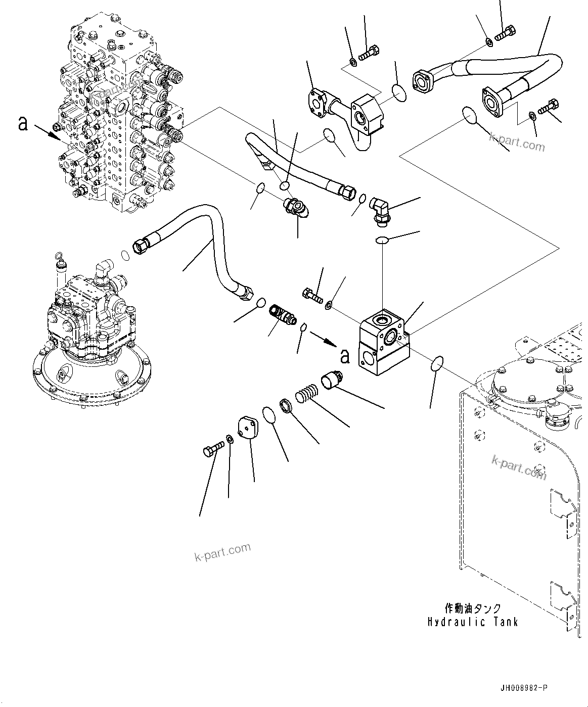 Komatsu parts book diagram for PC300-8M2 S/N 80001-UP: RETURN PIPING, (1-ADDITIONAL ACTUATOR PIPING, ACCUMULATOR)(#80001-)