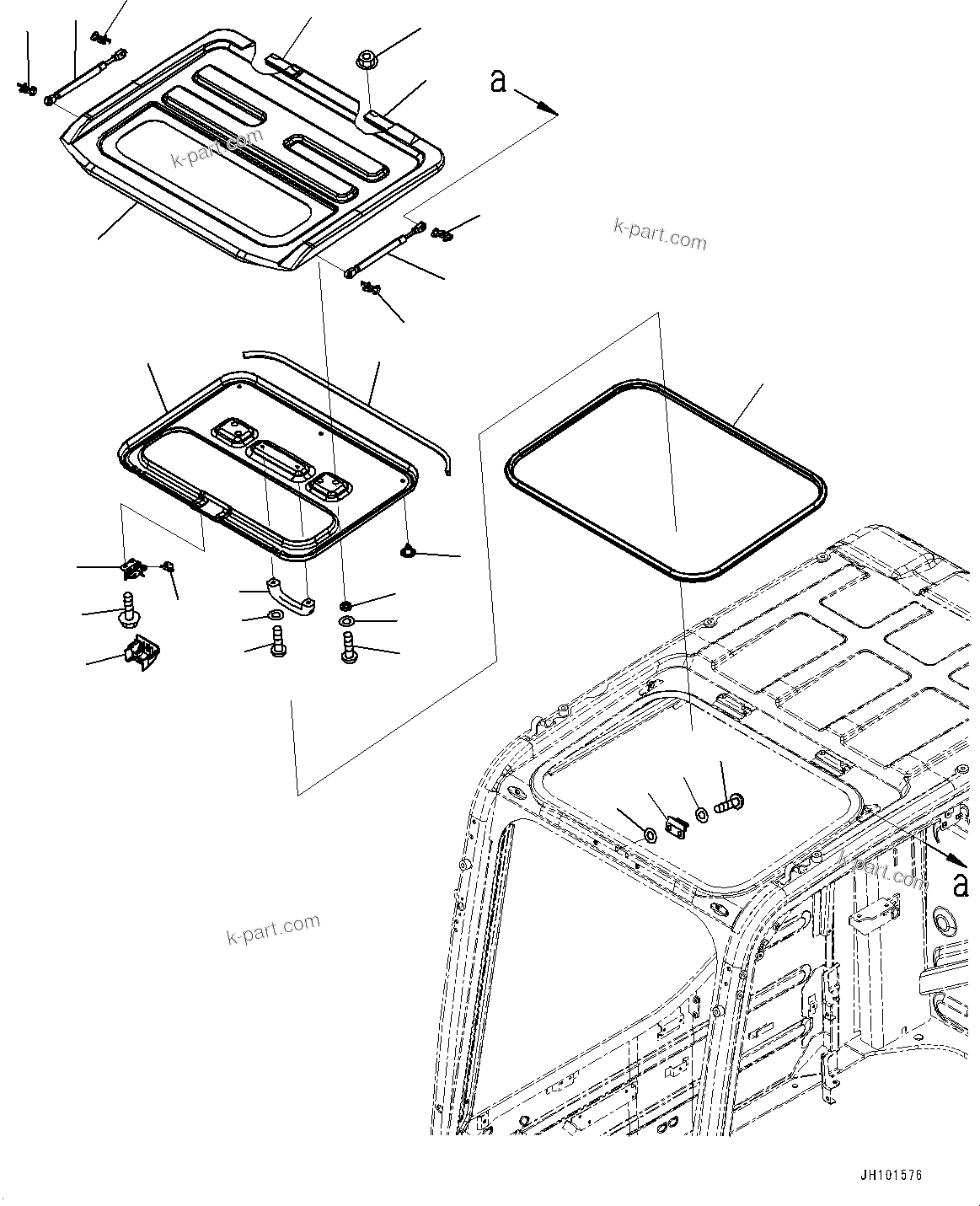 Komatsu parts book diagram for PC300-8M2 S/N 80001-UP: CAB, ROOF VENTILATOR(#80001-)