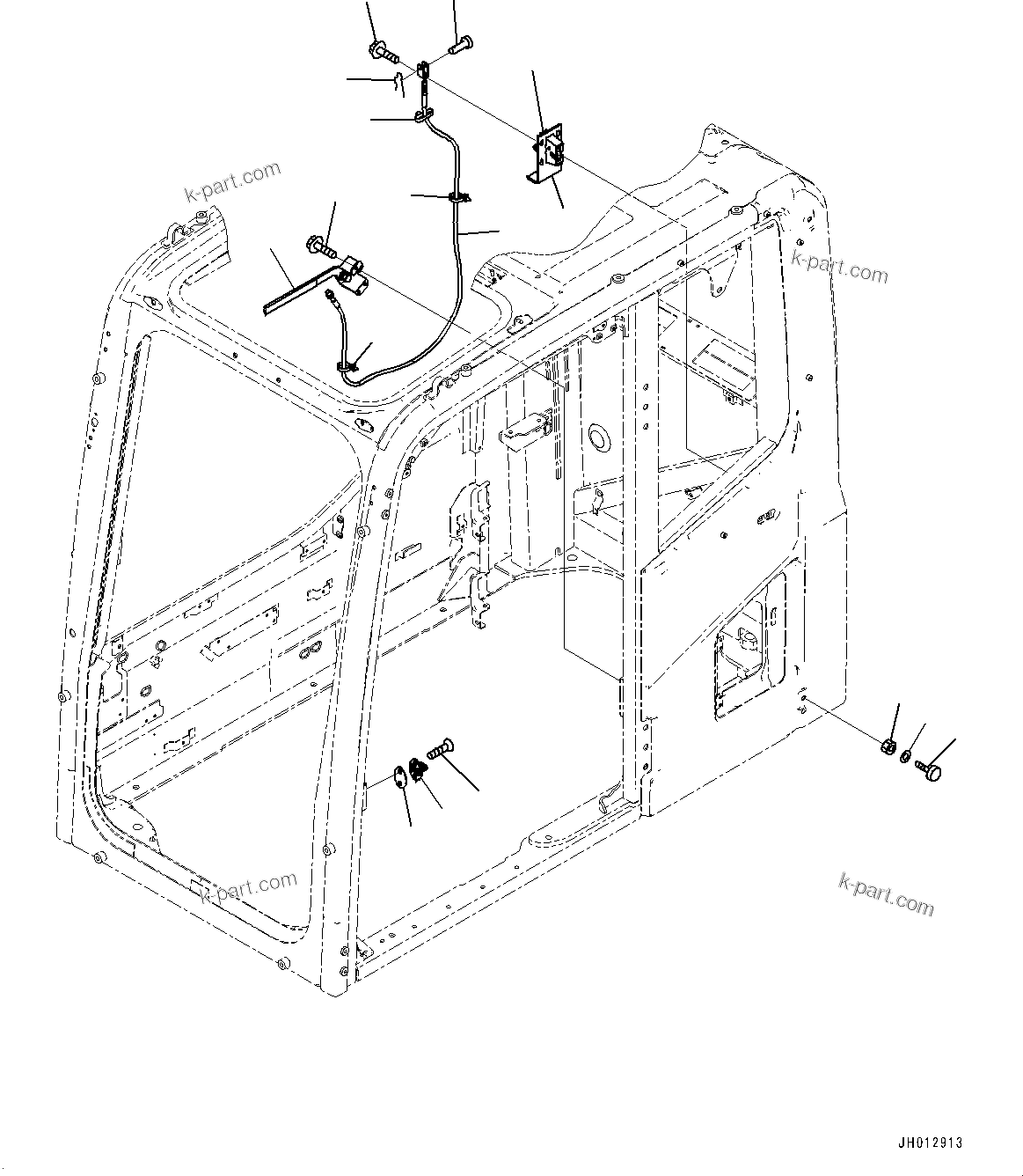 Komatsu parts book diagram for PC300-8M2 S/N 80001-UP: CAB, OPEN LOCK AND DOOR CATCH(#80001-)