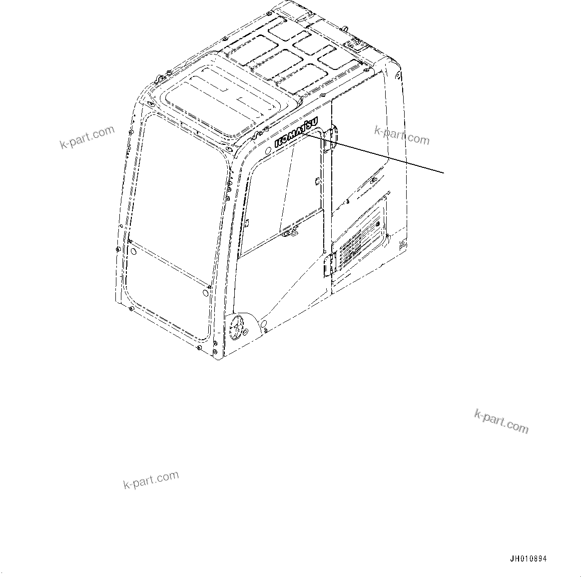 Komatsu parts book diagram for PC300-8M2 S/N 80001-UP: CAB, KOMATSU MARK(#80001-)