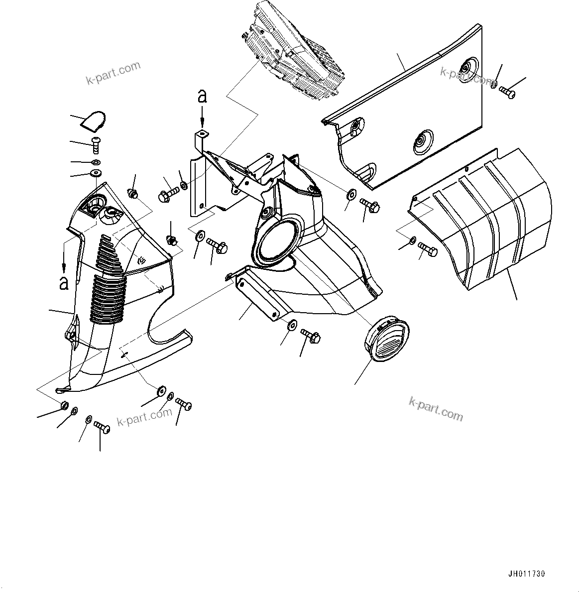 Komatsu parts book diagram for PC300-8M2 S/N 80001-UP: CAB, CAB IN PARTS, CONSOLE COVER, FRONT, R.H.(#80001-)