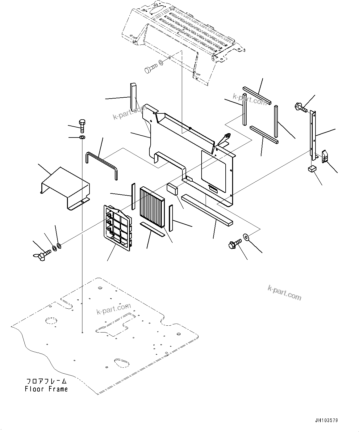Komatsu parts book diagram for PC300-8M2 S/N 80001-UP: CAB, CAB IN PARTS, PARTITION AND RECIRCULATION AIR FILTER(#80001-)