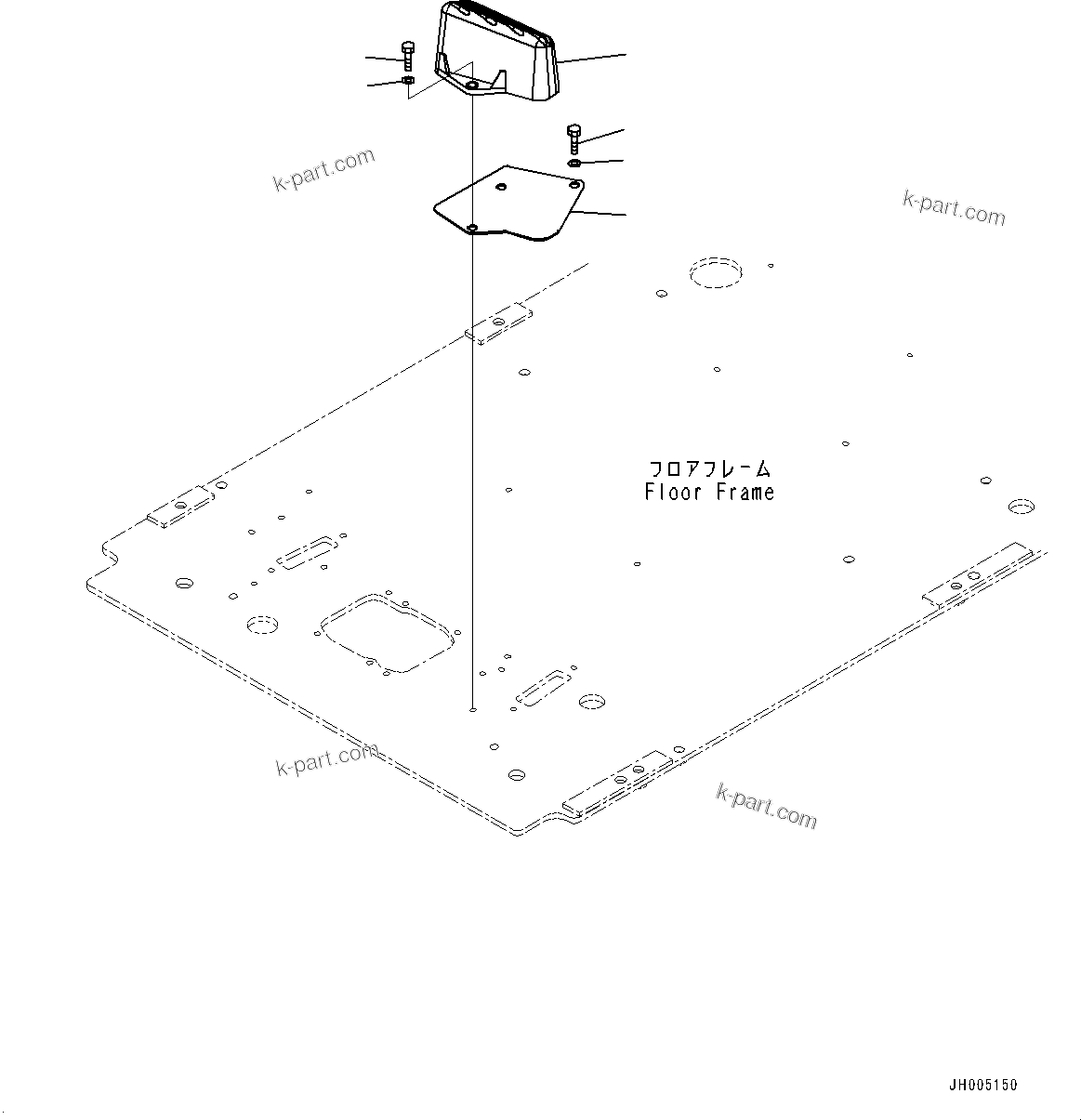 Komatsu parts book diagram for PC300-8M2 S/N 80001-UP: CAB, FLOOR, FOOTREST, L.H.(#80001-)