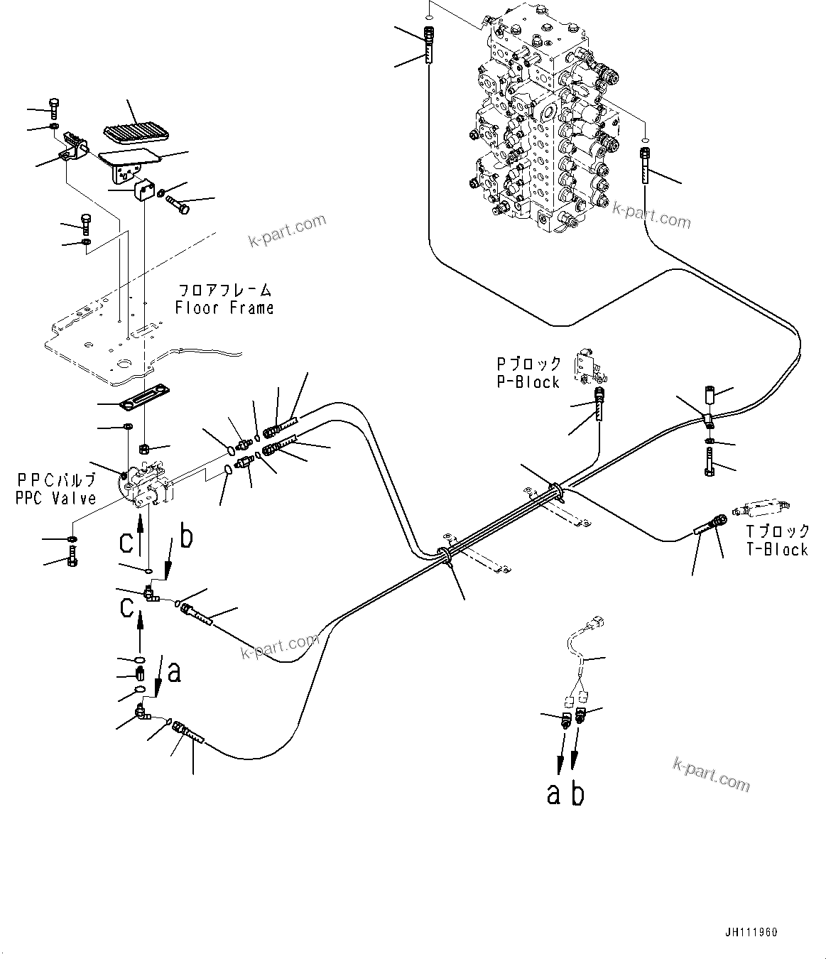 Komatsu parts book diagram for PC300-8M2 S/N 80001-UP: CAB, FLOOR, 1ST ATTACHMENT CONTROL(#80001-)