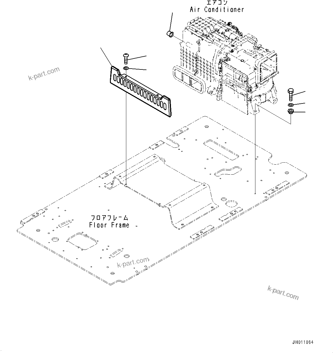 Komatsu parts book diagram for PC300-8M2 S/N 80001-UP: CAB, FLOOR, AIR CONDITIONER MOUNTING(#80001-)