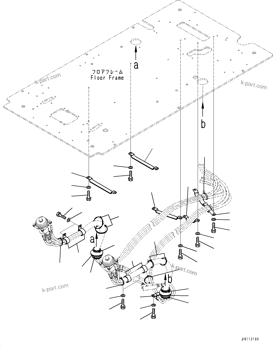 Komatsu parts book diagram for PC300-8M2 S/N 80001-UP: CAB, FLOOR, PIPING MOUNTING(#80001-)