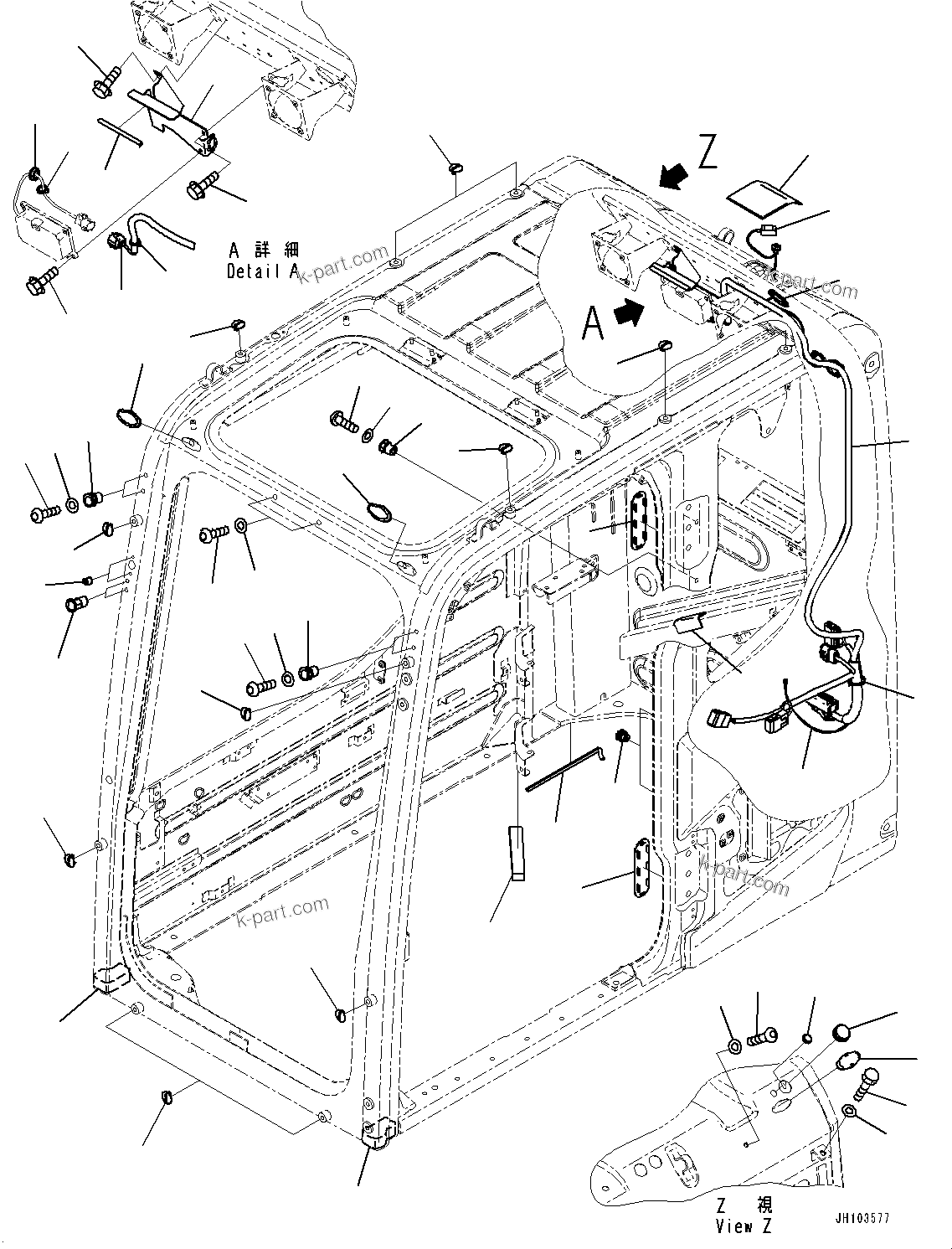 Komatsu parts book diagram for PC300-8M2 S/N 80001-UP: CAB, GATEWAY FUNCTION CONTROLLER ANTENNA(#80001-)