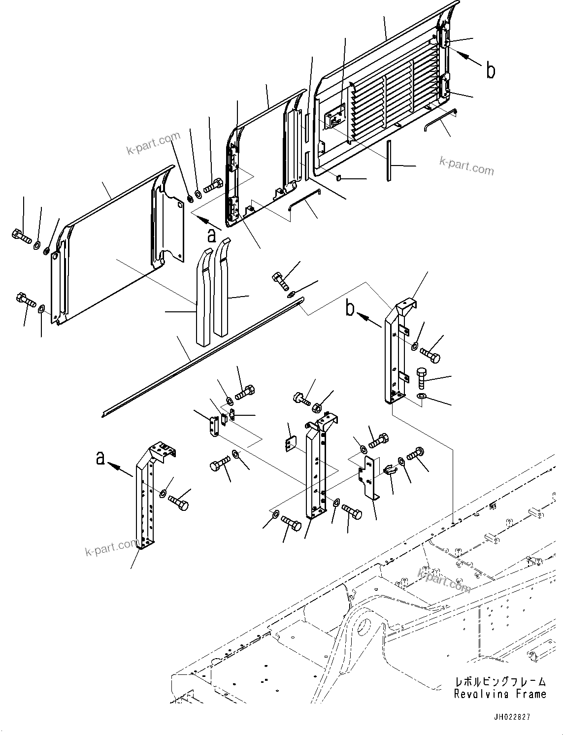 Komatsu parts book diagram for PC300-8M2 S/N 80001-UP: SIDE COVER R.H., (#81072-)