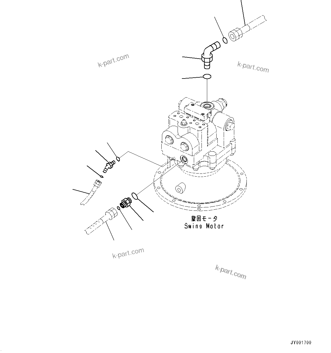 Komatsu parts book diagram for PC300-8M2 S/N 80001-UP: SWING MOTOR CONNECTING PARTS, (#80001-)