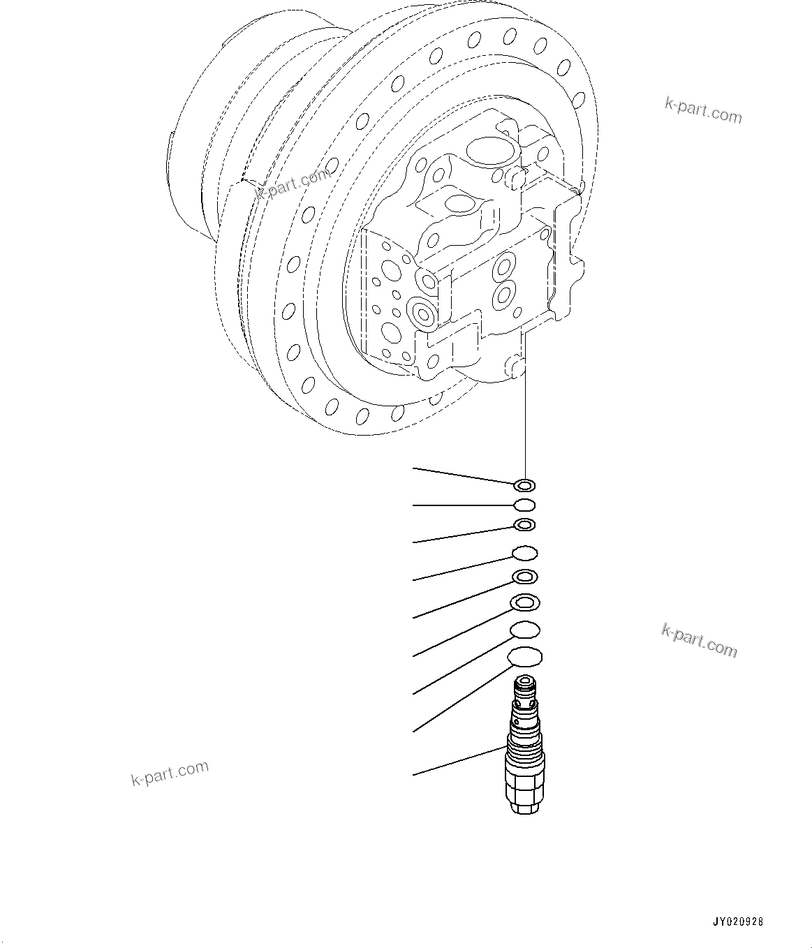 Komatsu parts book diagram for PC300-8M2 S/N 80001-UP: TRAVEL MOTOR AND FINAL DRIVE, INNER PARTS, TRAVEL MOTOR, L.H. (3/6)(#81215-)