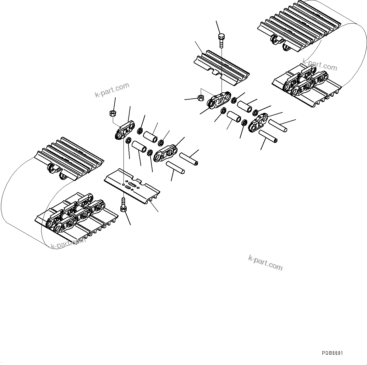 Komatsu parts book diagram for PC300-8M2 S/N 80001-UP: TRACK SHOE ASSEMBLY, (OBLONG HOLED TRIPLE GROUSER SHOE, 800MM WIDTH, GREASE SEALED TYPE, 90 SET)(#80001-)