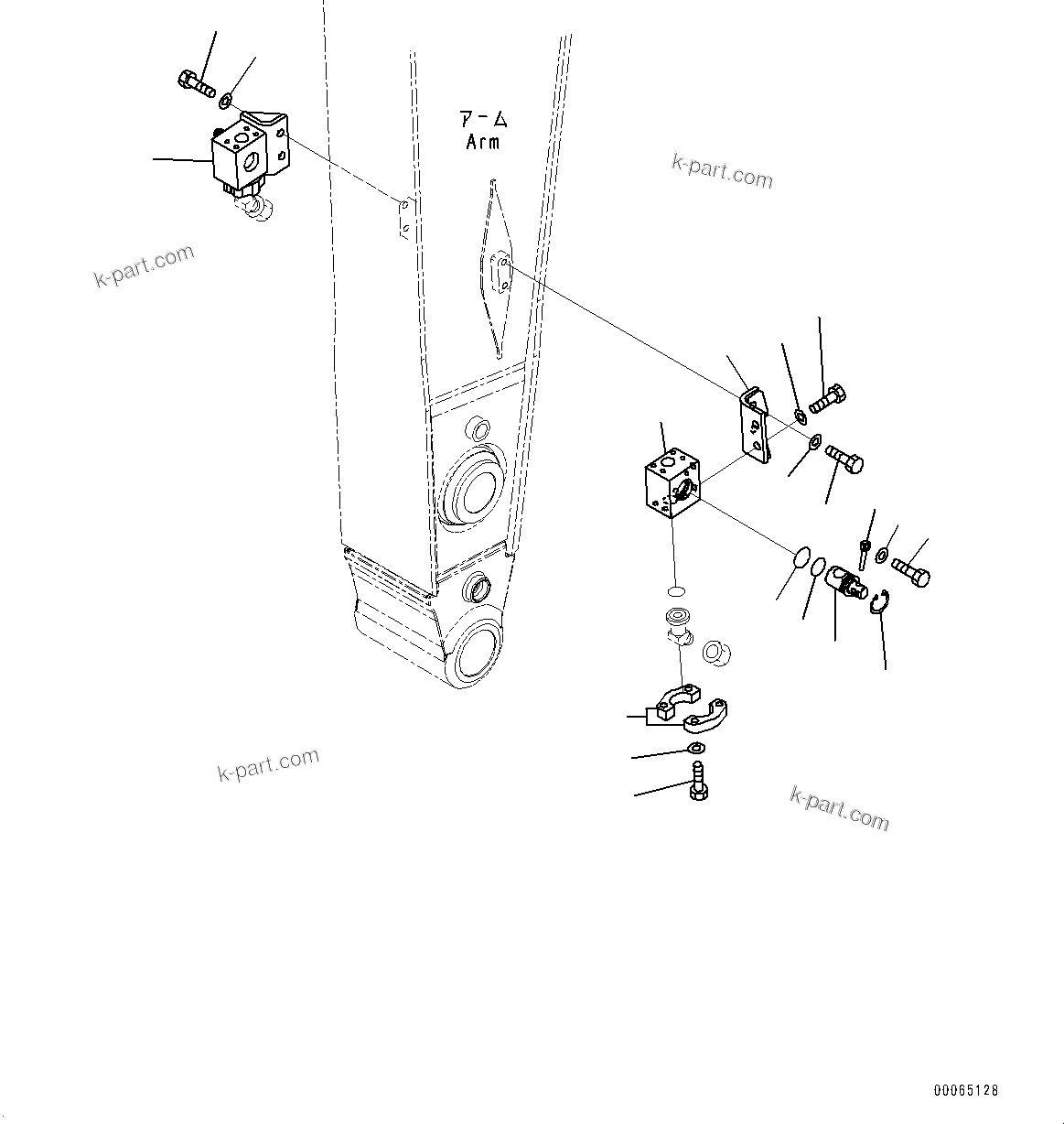 Komatsu parts book diagram for PC300-8M2 S/N 80001-UP: ARM, VALVE FOR ADDITIONAL PIPING (2600MM, 1-ATTACHMENT, 100 HOURS LUBRICATION INTERVAL)(#80001--2147483648)