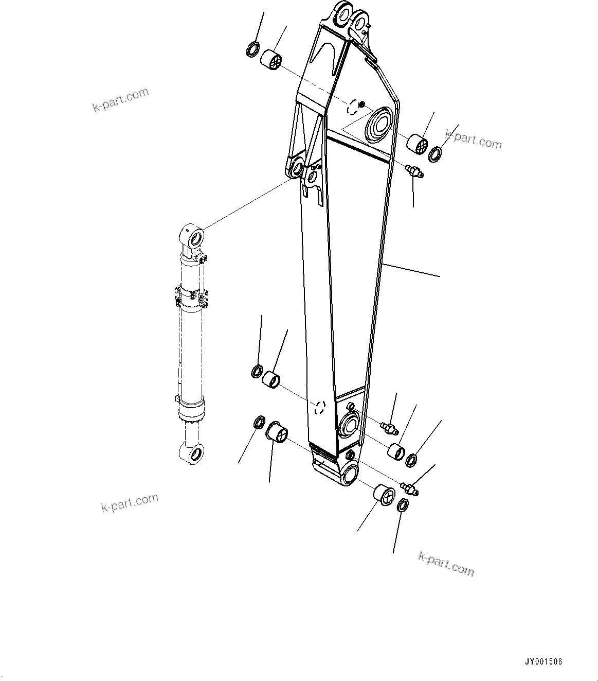 Komatsu parts book diagram for PC300-8M2 S/N 80001-UP: ARM, ARM AND BUSHING (3200MM, HEAVY DUTY TYPE, 100 HOURS LUBRICATION INTERVAL)(#80001-)